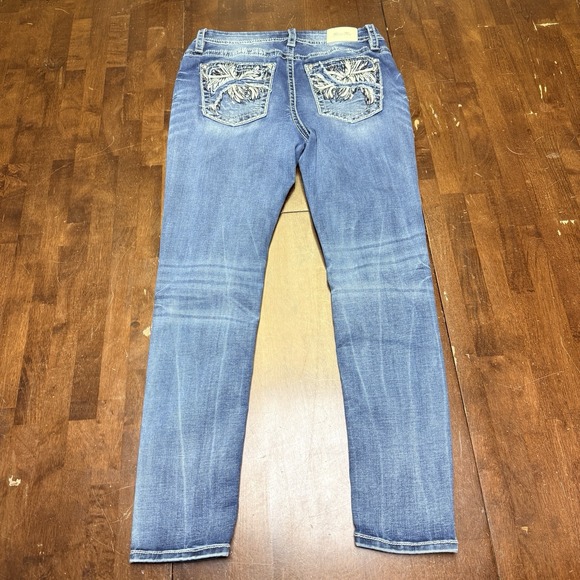 Miss Me Jeans 32x31.5 Curvy Skinny Star Bling Gem Cowgirl Stretch Relax - Picture 10 of 12